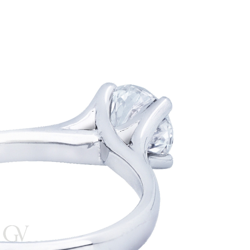 Bague solitaire mariage or blanc 18 ct avec diamant 0.90 ct