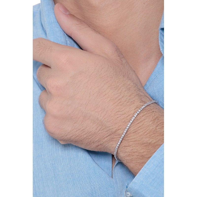 Bracelet tennis en or blanc 18k avec diamants total 0.90 ct