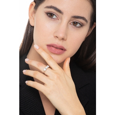 Bague Trilogy en or blanc 18k avec diamants 1,70 ct