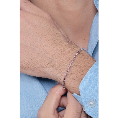 Bracelet Tennis en or blanc 18 carats avec des rubis de 0,01 ct