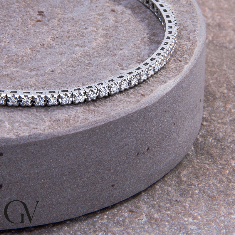 Bracelet rivière de diamants or blanc 750 