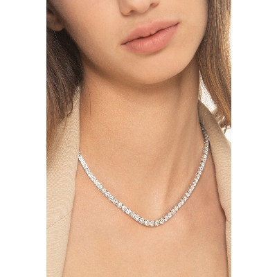 Collier riviere en or blanc 18k avec diamants