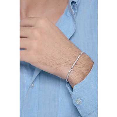 Bracelet rivière de diamants or blanc 750 