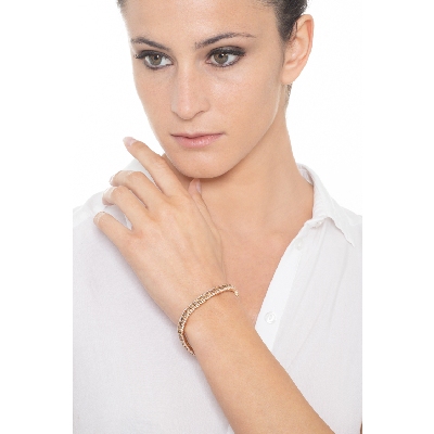 Bracelet en or rose 18k avec diamants brown et double rangée de diamants