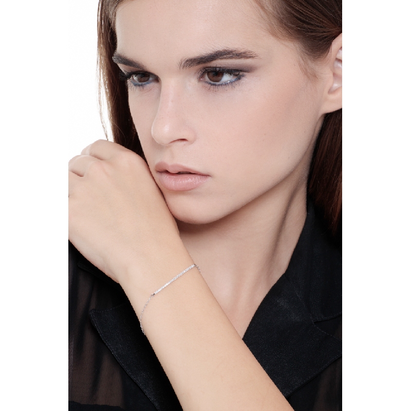 Bracelet barrette diamant or blanc 18k