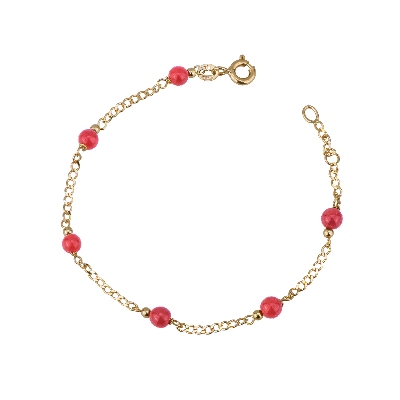 Bracelet en or 18k et petits coraux pour enfants