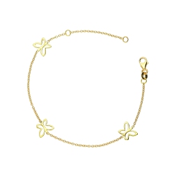 Bracelet pour fille avec trois papillons en or jaune 18k
