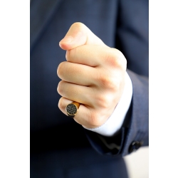 Bague pavé en or rose 18 carats diamants noirs  2