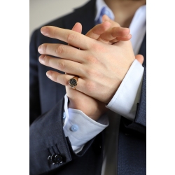 Bague diamants noirs en or rose 18 carats  2