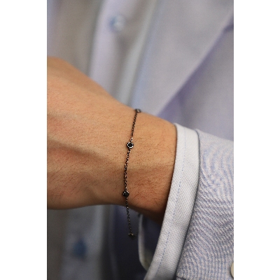 Bracelet pour homme en or bruni 18k avec 5 diamants noirs