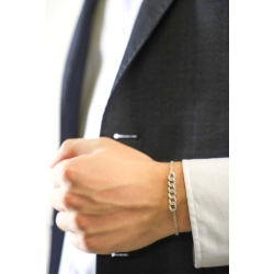 Bracelet gourmette 6 maillons rolò en or blanc 18k avec diamants, 19,0+0,5 cm 2