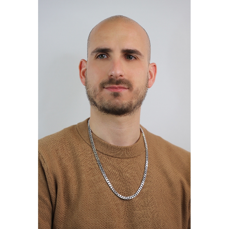 Collier en or blanc 18k à mailles gourmette