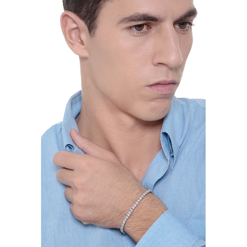 Tennis bracelet en or blanc 18k entouré de diamants