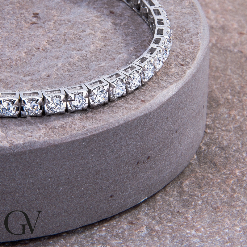 Bracelet diamants rivière tennis or blanc 18k 