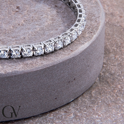 Bracelet diamants rivière tennis or blanc 18k 