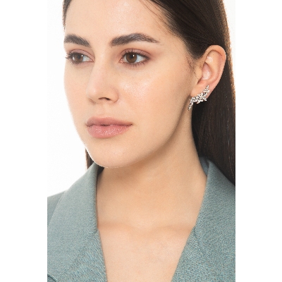 Boucles d’oreilles or blanc 18k avec diamants en cascade