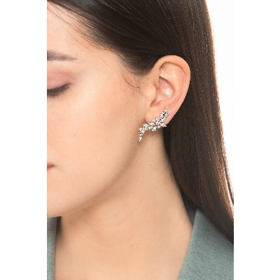 Boucles d’oreilles or blanc 18k avec diamants en cascade