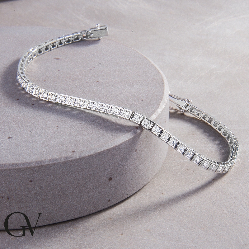 Bracelet tennis diamants or blanc 18k 