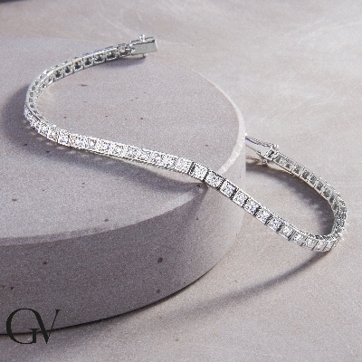 Bracelet tennis diamants or blanc 18k 