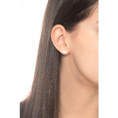 Boucles d'oreilles en or jaune 18k et petit chat