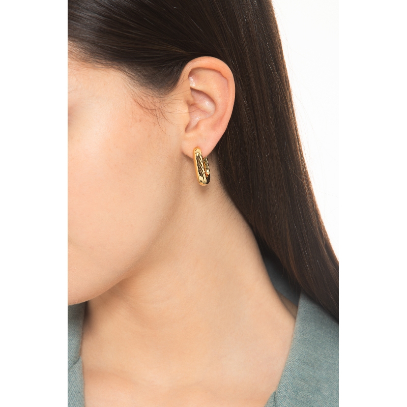 Boucles d'oreilles en or jaune 18 carats, rectangulaires et bombées