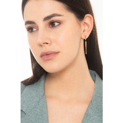 Boucles d'oreilles pendantes avec barre en or jaune 18 carats