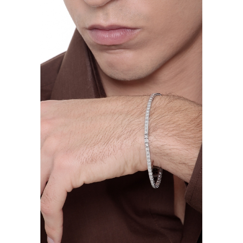 Bracelet tennis en or blanc 18k avec diamants 0.02 ct
