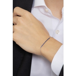 Bracelet barrette à griffes brunies avec saphirs bleu et or blanc 18k homme  2