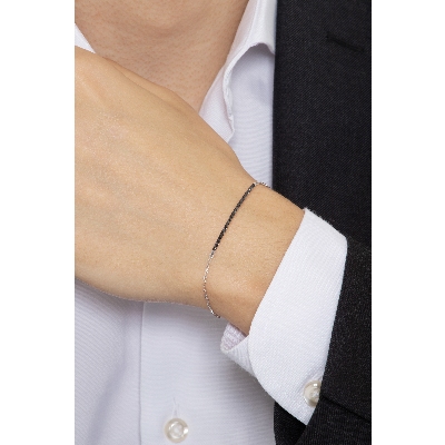 Bracelet pour homme en diamants noirs en or blanc 18k 