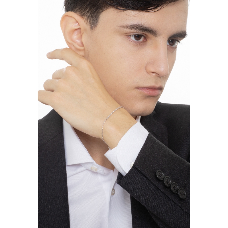 Bracelet homme diamants et or blanc 18k