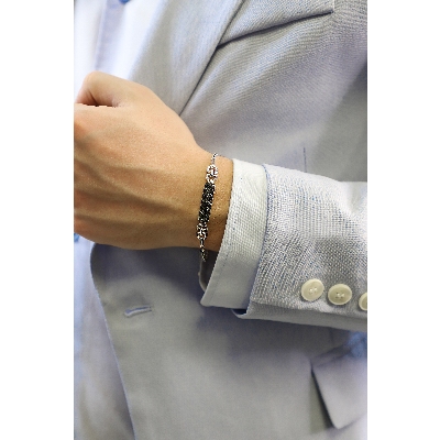 Bracelet homme en or blanc 18 carats diamants noirs