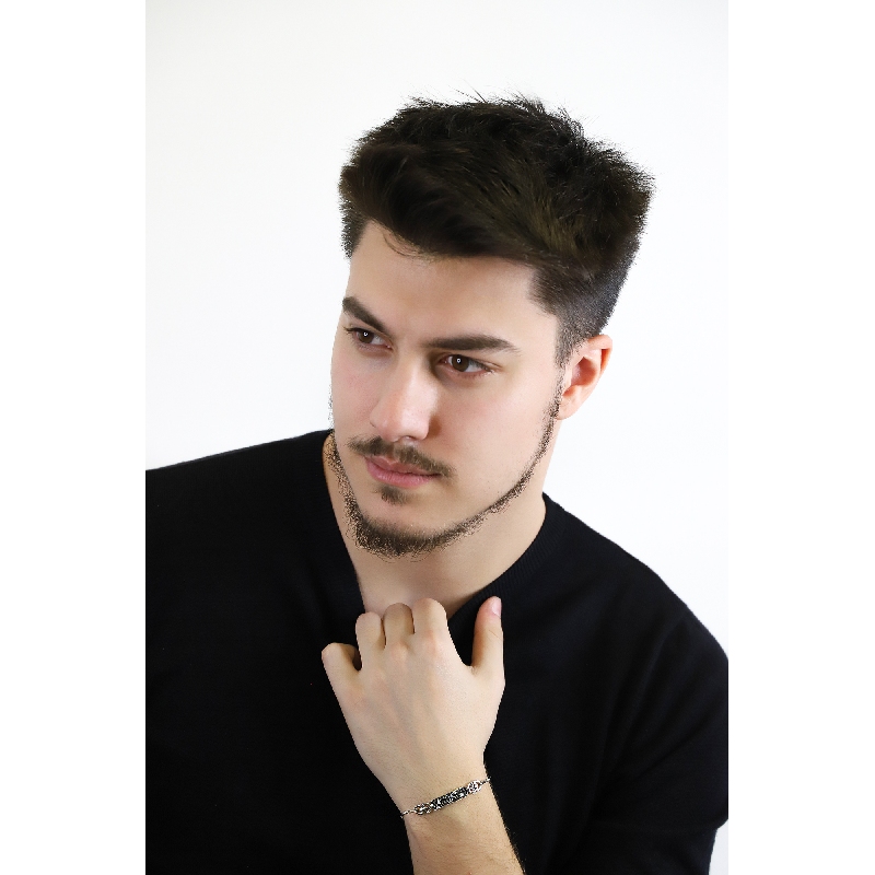 Bracelet homme en or blanc 18 carats avec diamants noirs et blancs