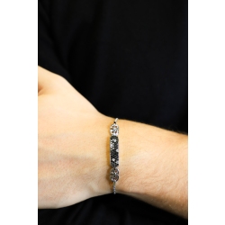 Bracelet homme en or blanc 18 carats avec diamants noirs et blancs 2