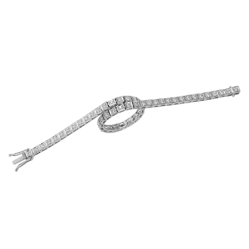Bracelet tennis homme femme diamants or blanc 18k 