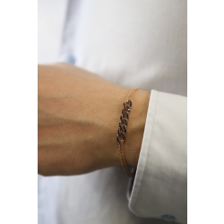 Bracelet gourmette 6 maillons en or rose 18k avec diamants noirs  2