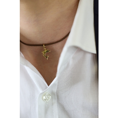 Pendentif dauphin en or jaune 18k, 1 cm