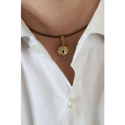 Pendentif ballon de football en or blanc et jaune