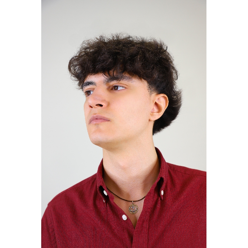 Pendentif or blanc et jaune 18k Rose des Vents et ancre