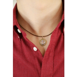 Pendentif or blanc et jaune 18k Rose des Vents et ancre 2