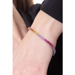 Bracelet tennis à fil en or blanc 18 ct saphirs multicolores  2