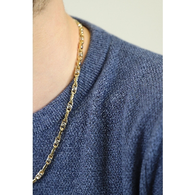 Collier en or jaune et blanc avec têtes de vis