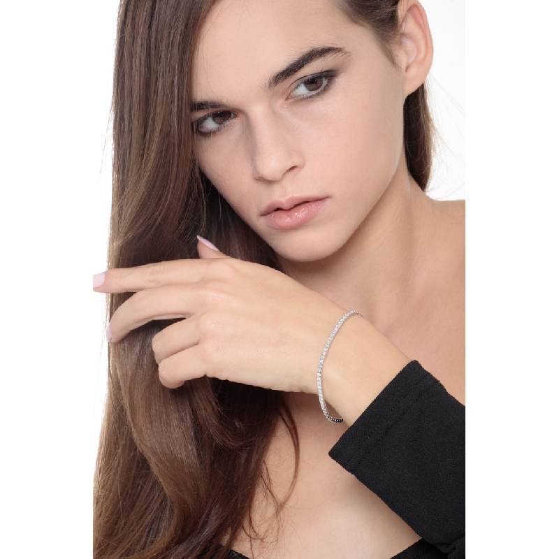 Bracelet tennis femme homme diamants or blanc 18k