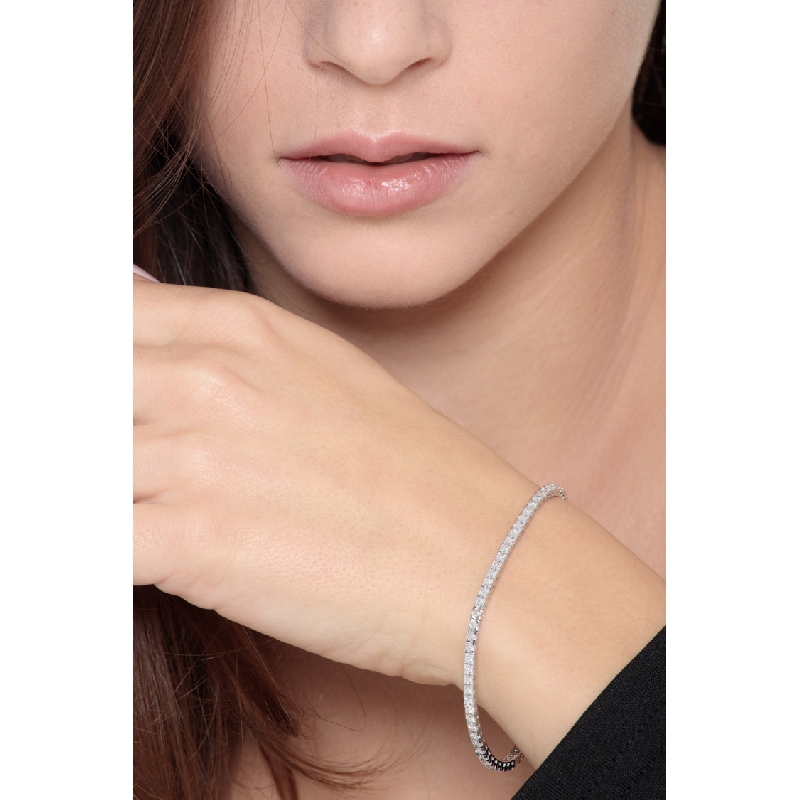 Bracelet tennis femme homme diamants or blanc 18k
