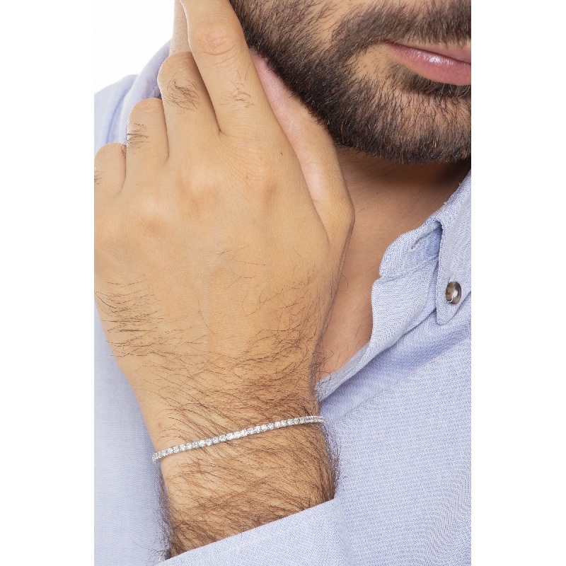 Bracelet tennis homme et femme en or blanc 18k