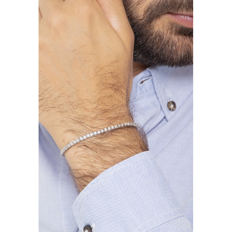 Tennis bracelet homme femme diamants or blanc 18k 