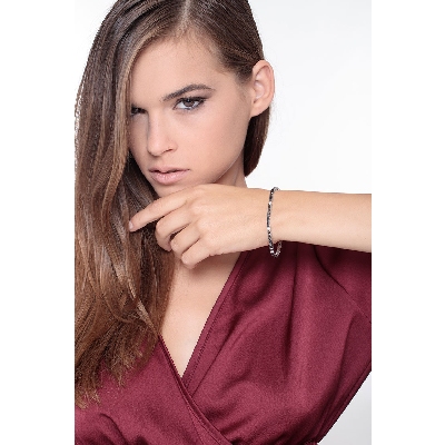 Bracelet Tennis en Or Blanc 18k avec Diamants Noirs et Blancs