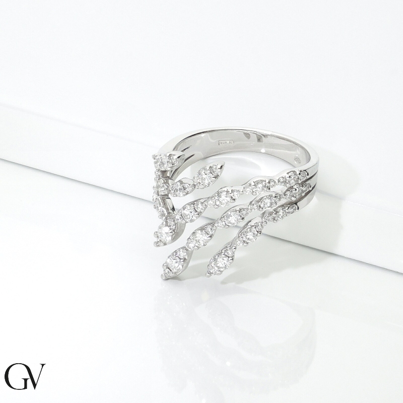 Bague toi et moi en or blanc 18k avec diamants