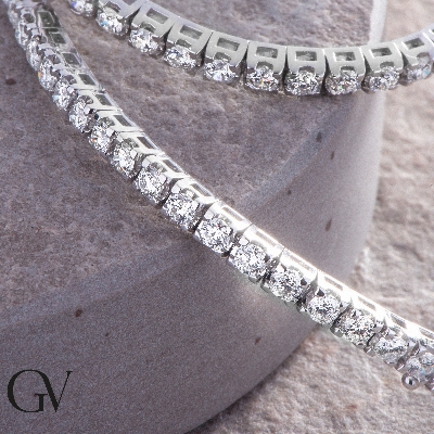 Bracelet tennis homme femme or blanc 750 et diamants