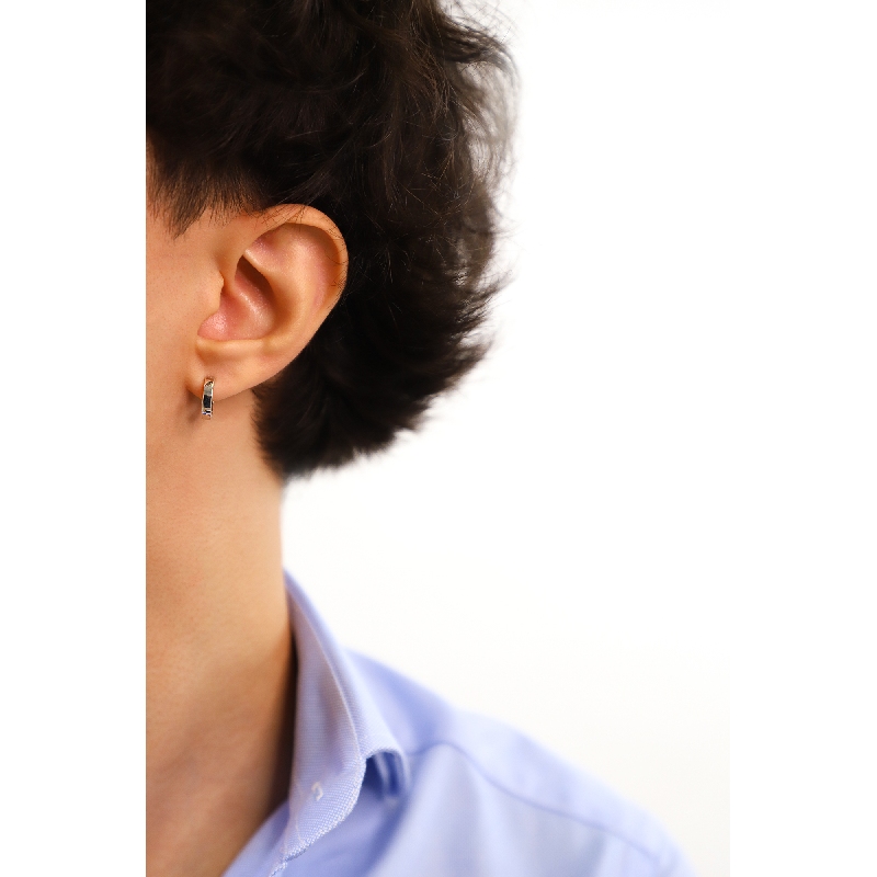 Mono boucle d'oreille pour homme en or blanc 18k 