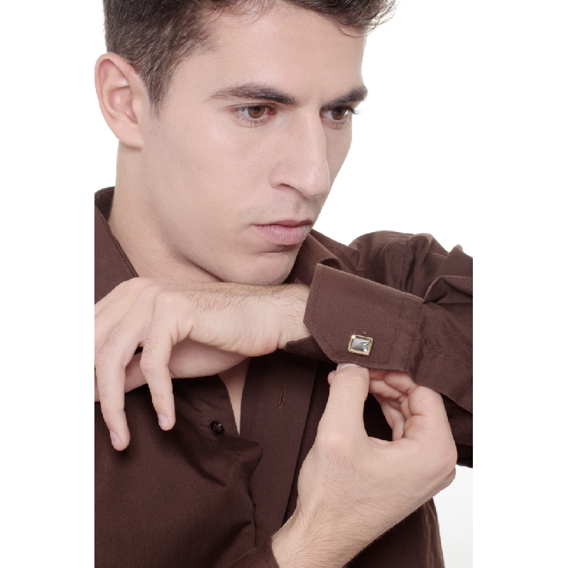 Boutons de manchette rectangulaires en or blanc et jaune 18k